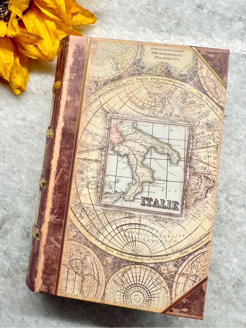 New Punch Studio Italy Theme Keepsake Book Secret Stash Box - 6.5” x 4.5”